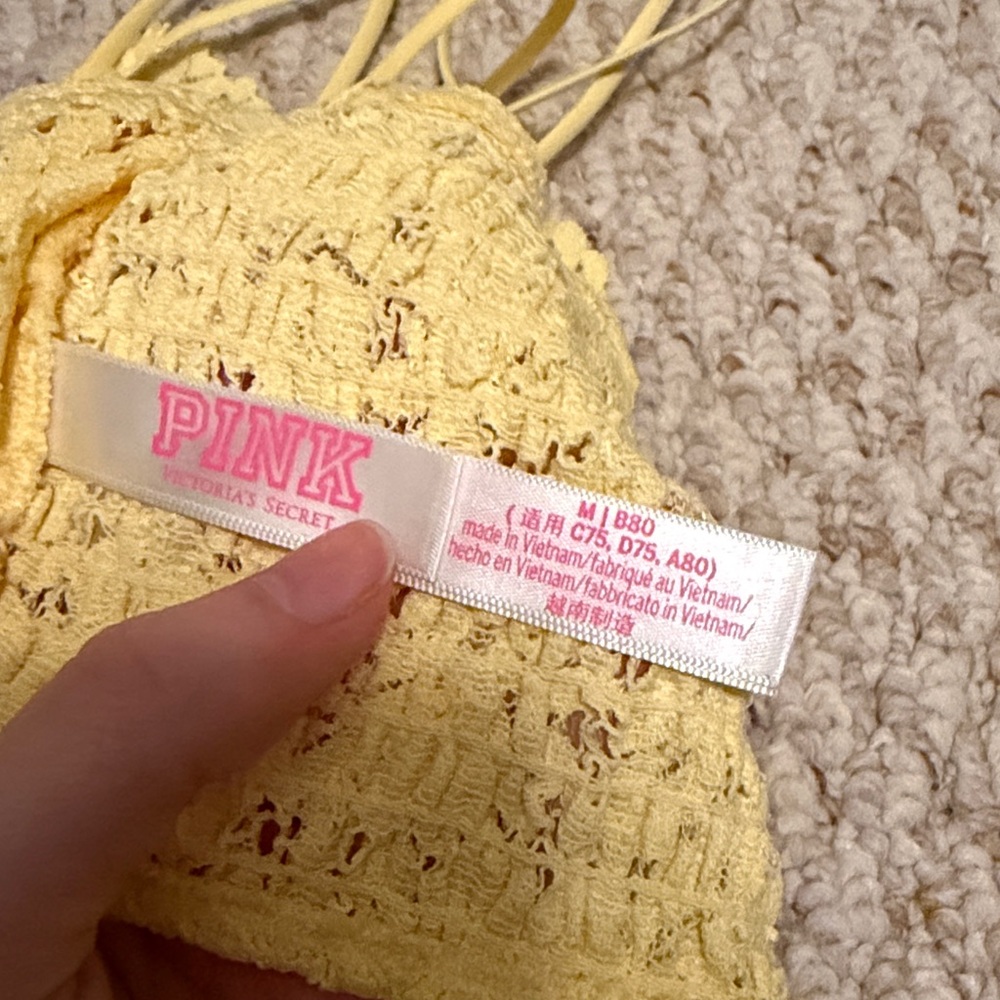 PINK Victoria's Secret Yellow Lace Bralette - Picture 3 of 3